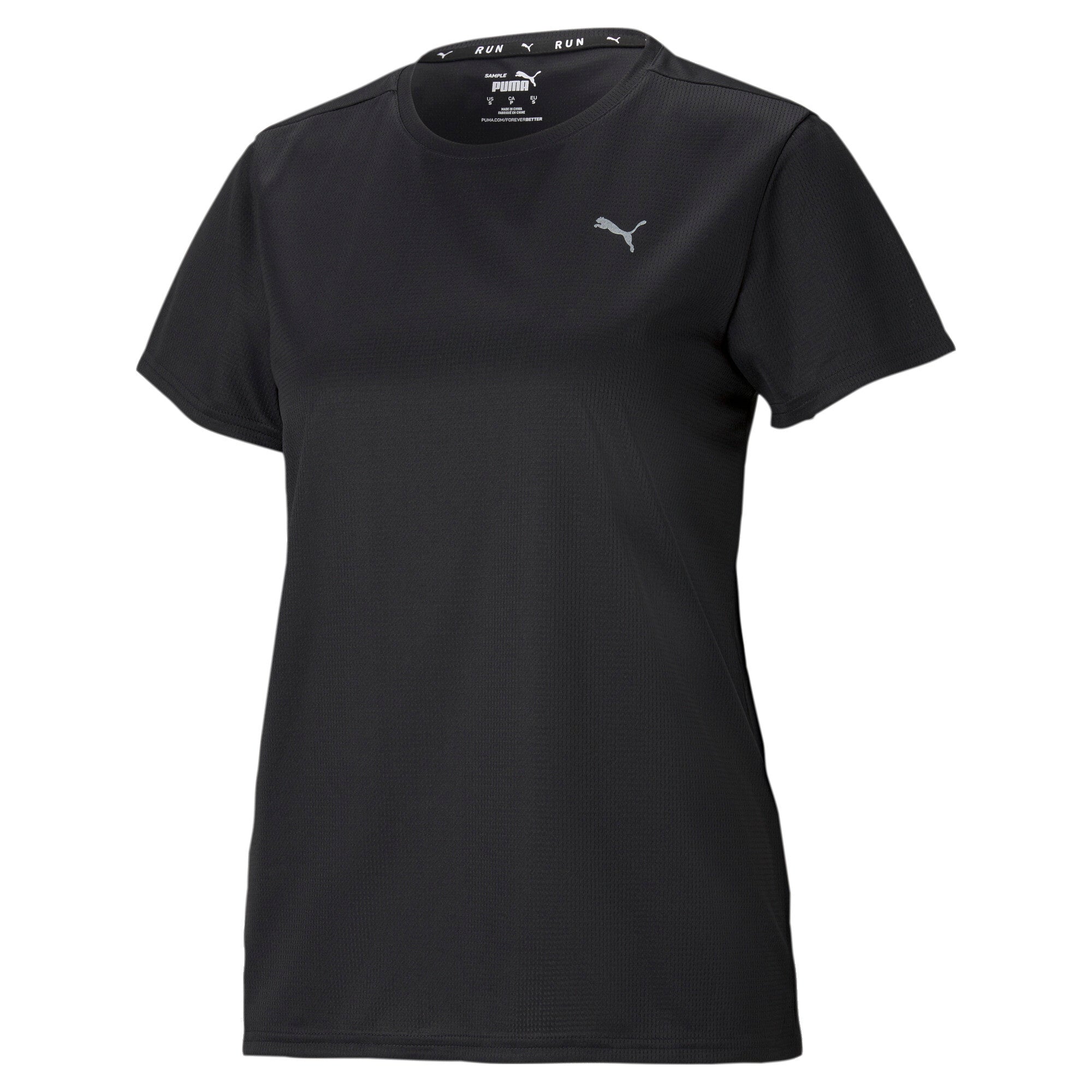 Puma running favourite short sleeve tee in black - Front View