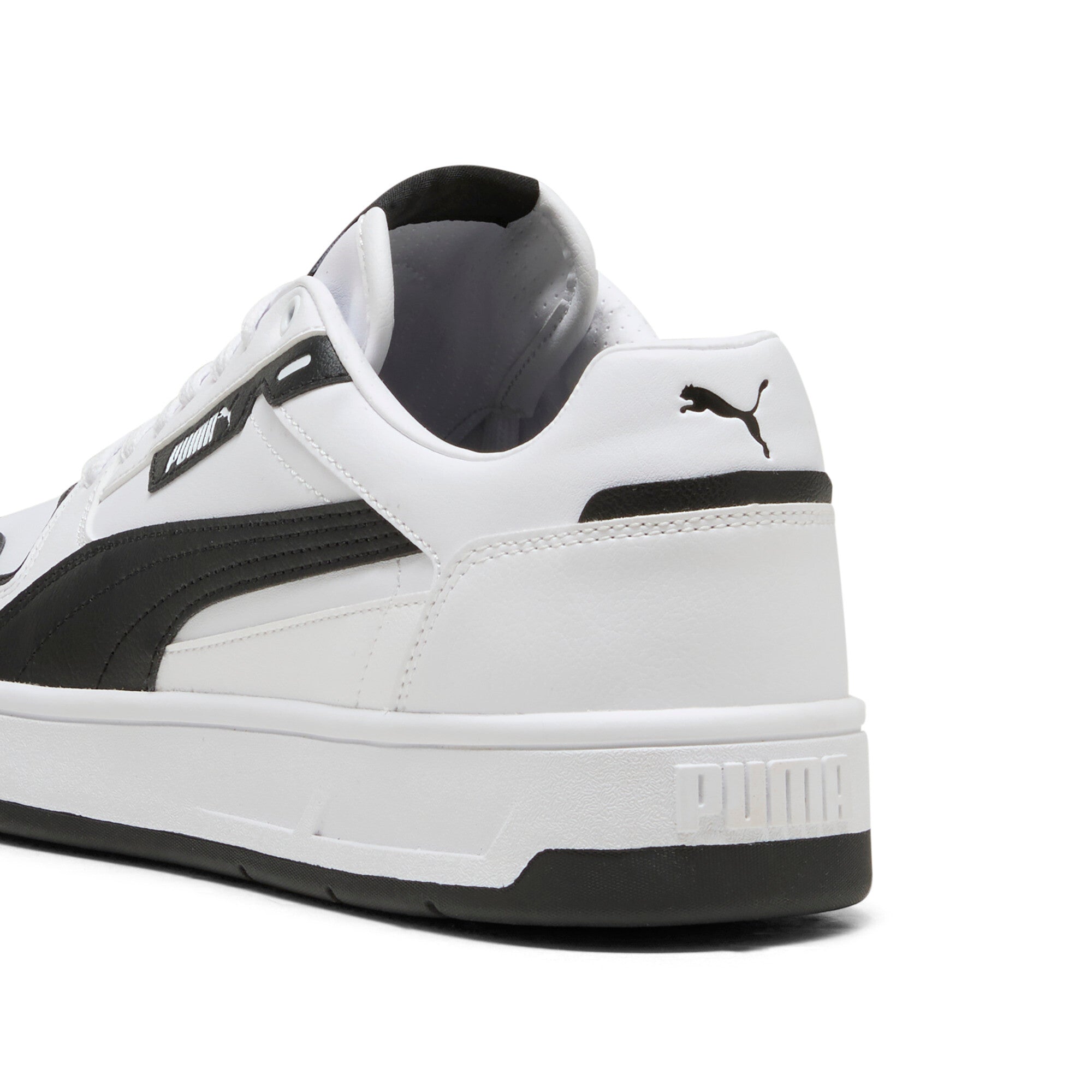 Puma court classic street sneakers in white and black - Back View