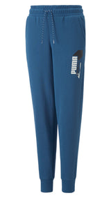 Puma alpha sweatpants youth in blue - Front View