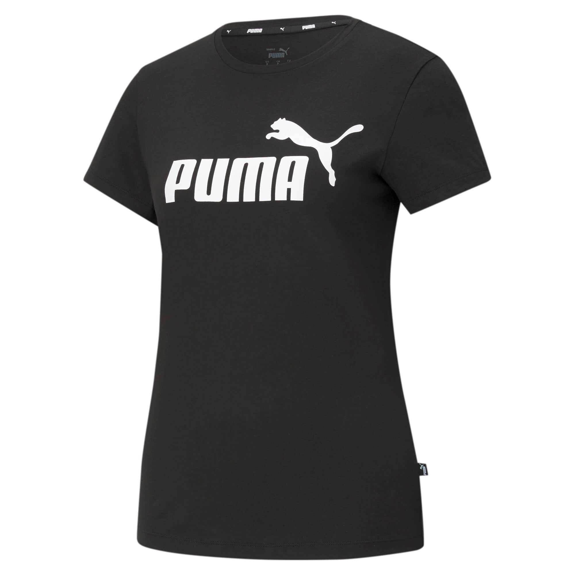 Puma essentials logo tee in black - Front View