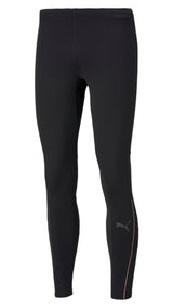 Puma long men's running tights in black - Front View