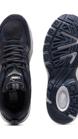 Puma milenio tech suede sneakers in new navy and aged silver - Side View 02