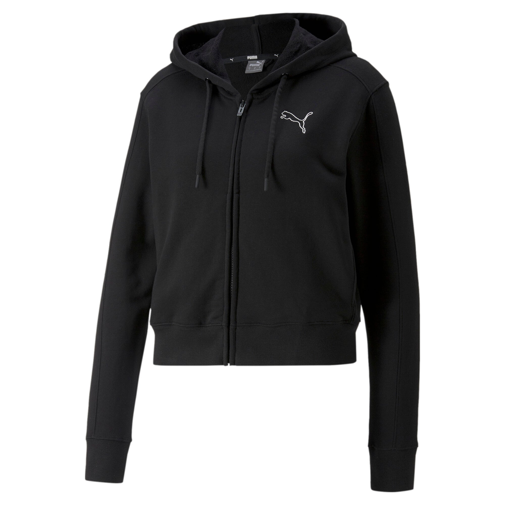 Puma her full-zip hoodie in black - Front View