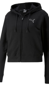 Puma her full-zip hoodie in black - Front View