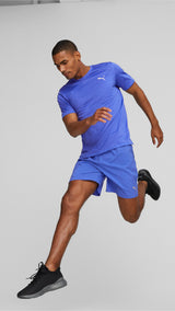 Puma run favourite heather running tee men in blue - Model Shot 02