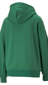 Puma classics oversized hoodie in green - Back View