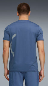 PUMA TRAIN ALL DAY big logo tee - dark indigo