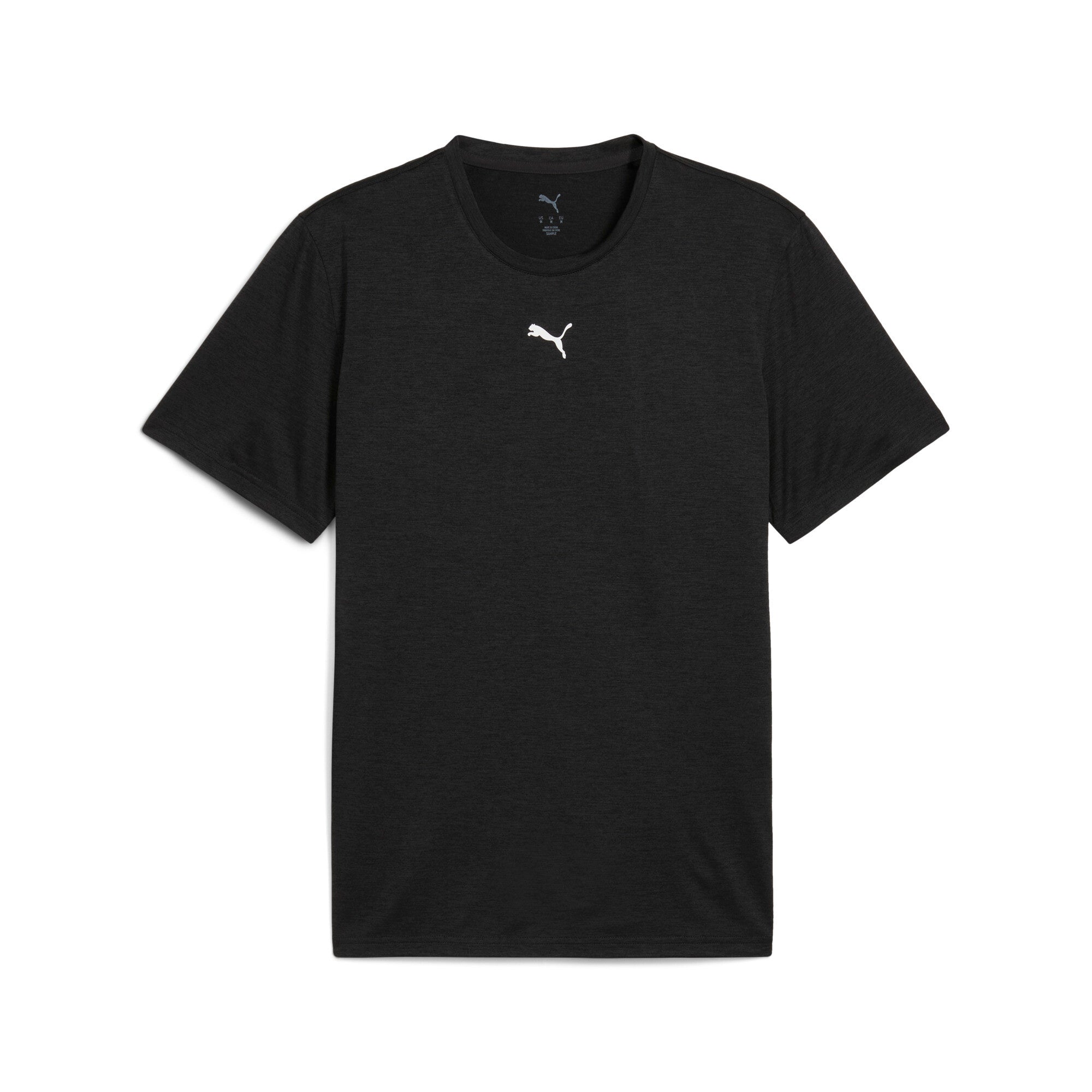 PUMA TAD ESSENTIALS heather cat tee men in black heather — front view