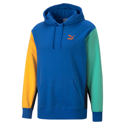 Puma classics block hoodie men in blue - Front View