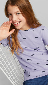 Puma essentials+ logo lab tee youth in purple - Model Shot 01