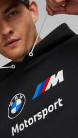 Puma BMW M motorsport essentials fleece hoodie in black - Model Shot 01