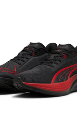 Puma darter Pro fade running shoes in black and for all time red - Front View