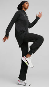 Puma modest activewear wide leg training pants in black - Model Shot 03