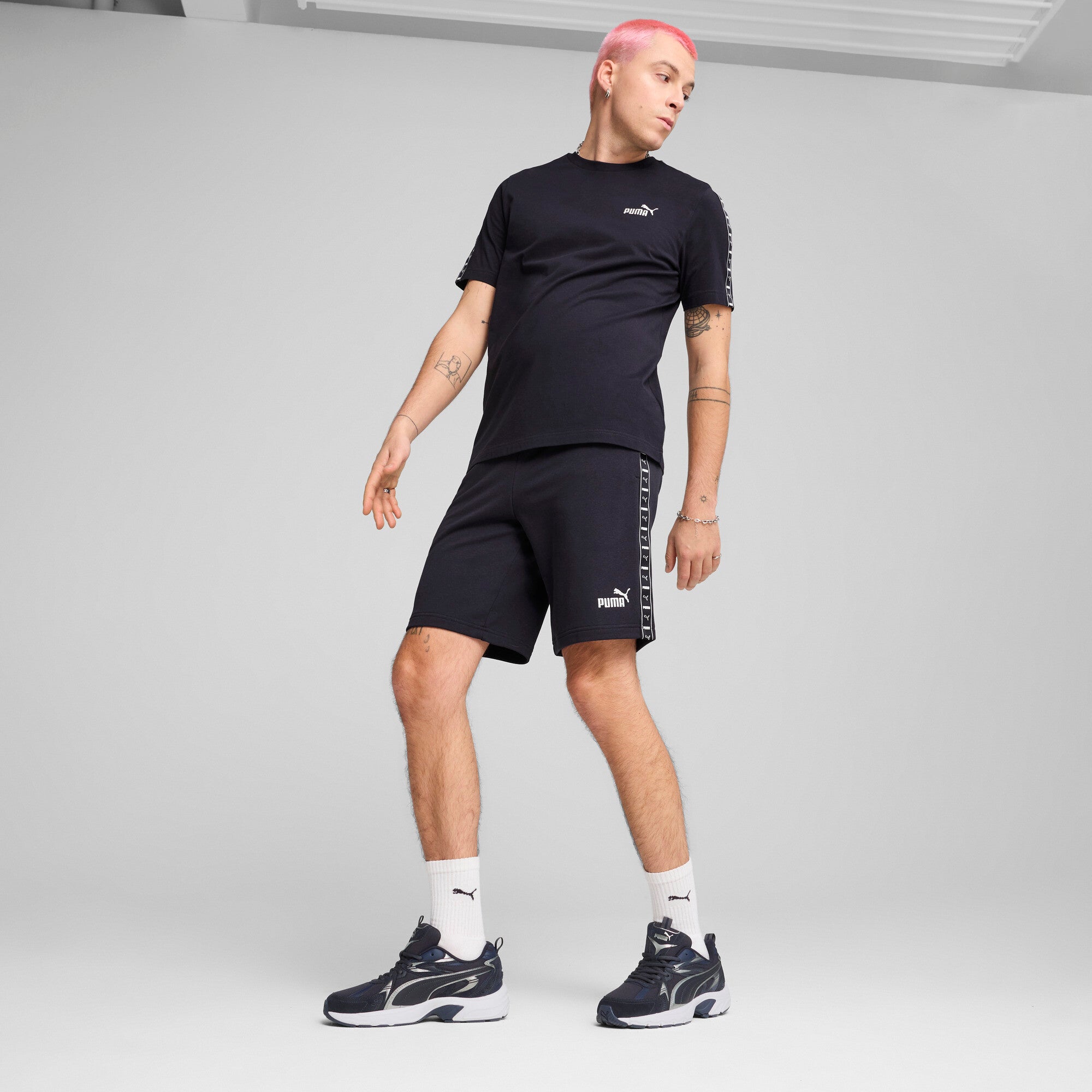 Puma essentials tape tee in new navy - Model Shot 03