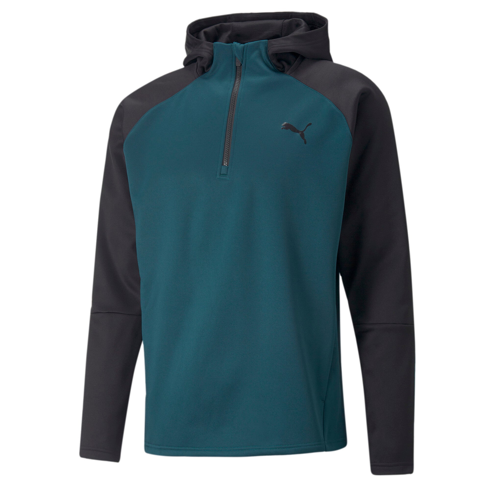 Puma training train off season hoodie in green - Front View
