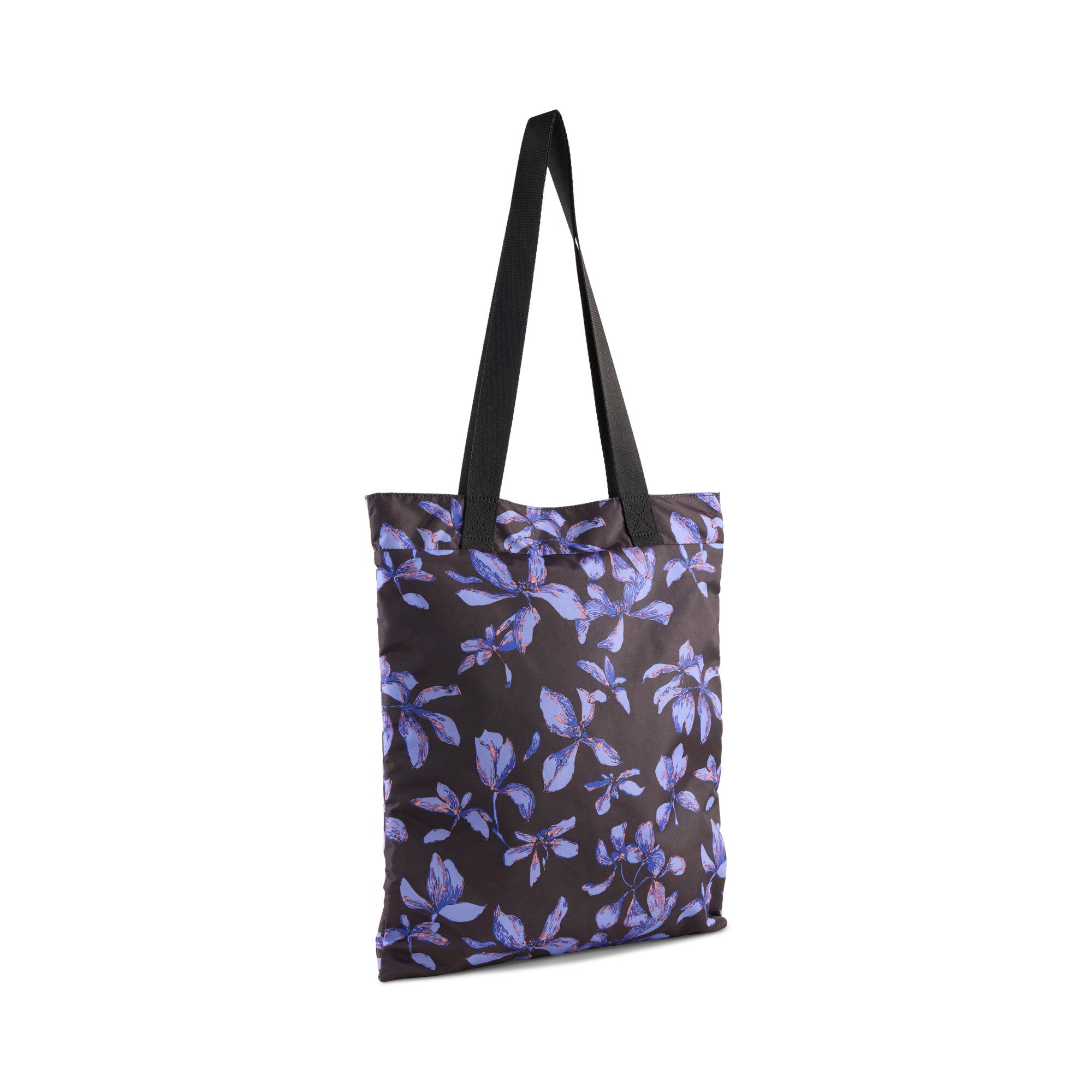 PUMA pop tote in black and purple — back view