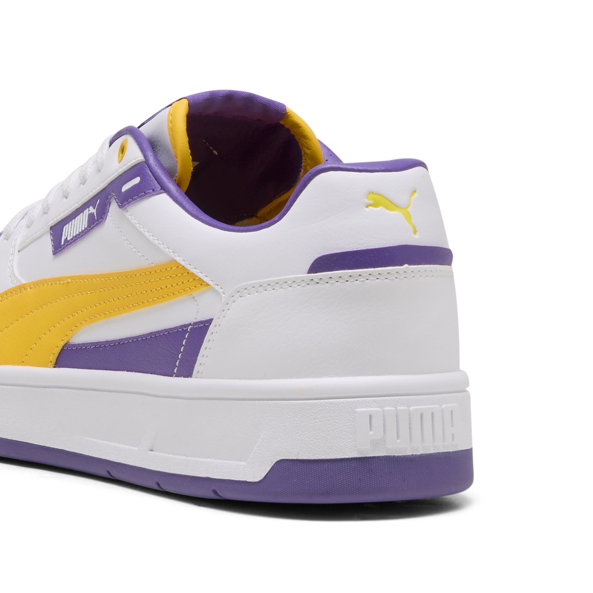 Puma court classic street sneakers in white and yellow s - Back View
