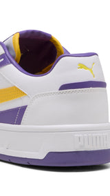 Puma court classic street sneakers in white and yellow s - Back View