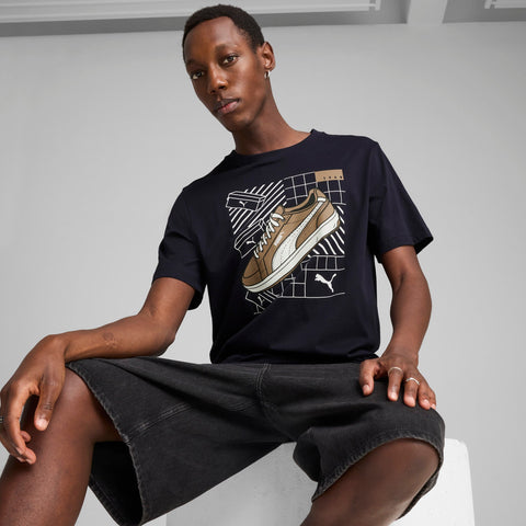 PUMA GRAPHICS sneaker tee in new navy