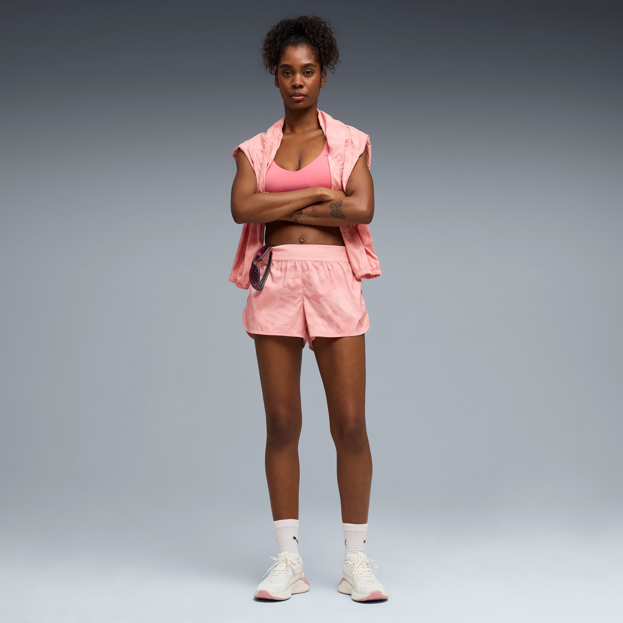 PUMA league 3" training shorts women in rosy outlook — model shot 3