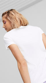 Puma essentials+ logo power tee women in white - Model Shot 03