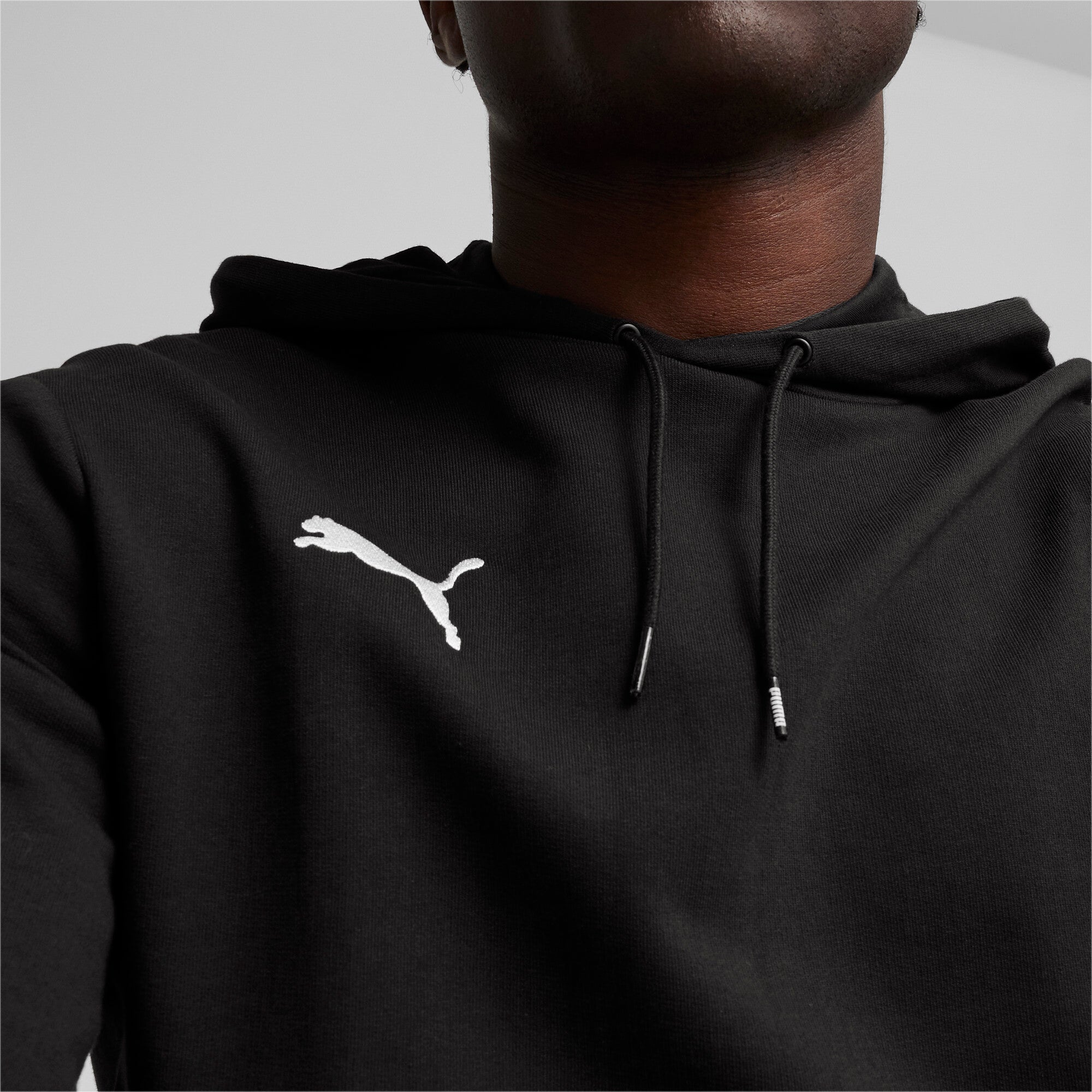 Puma teamGOAL casuals football hoodie in black and white - Model Shot 02