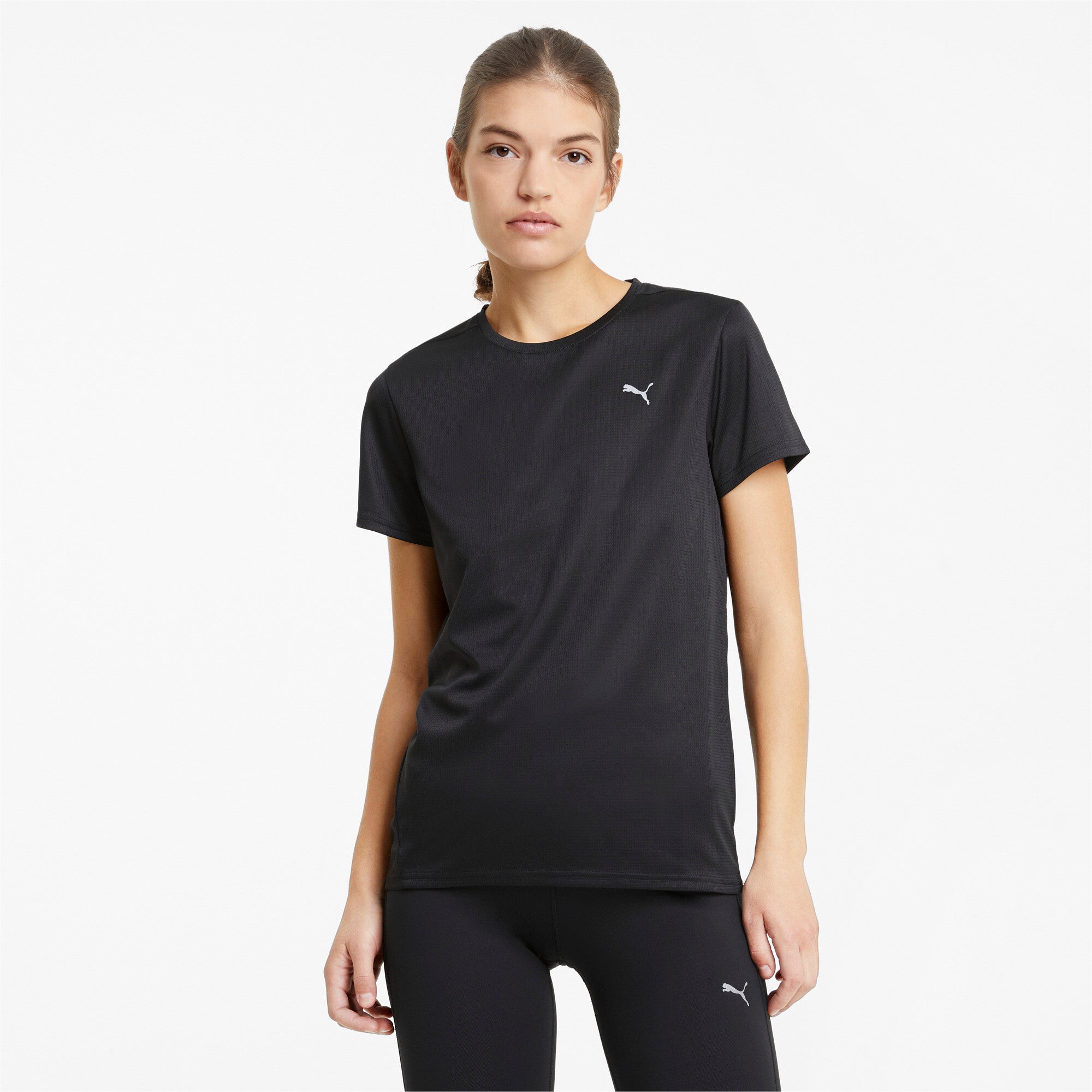 Puma running favourite short sleeve tee in black - Model Shot 01