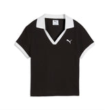 PUMA wardrobe essentials polo women in black — front view
