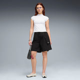 PUMA wardrobe essentials cargo shorts women in black — model shot 3