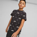 Puma essentials+ logo power printed tee youth in black - Model Shot 01