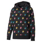 Puma brand love printed hoodie women in black - Front View
