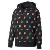 Puma brand love printed hoodie women in black - Front View