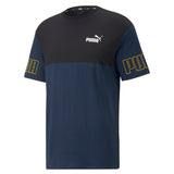 Puma power colourblock tee men in blue - Front View
