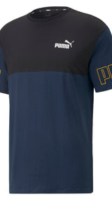 Puma power colourblock tee men in blue - Front View
