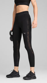 Puma lace high-waisted 7/8 tights in black - Model Shot 01