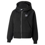 Puma classics full-zip hoodie women in black - Front View