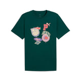 Puma sports legacy front graphic tee in dark myrtle - Front View