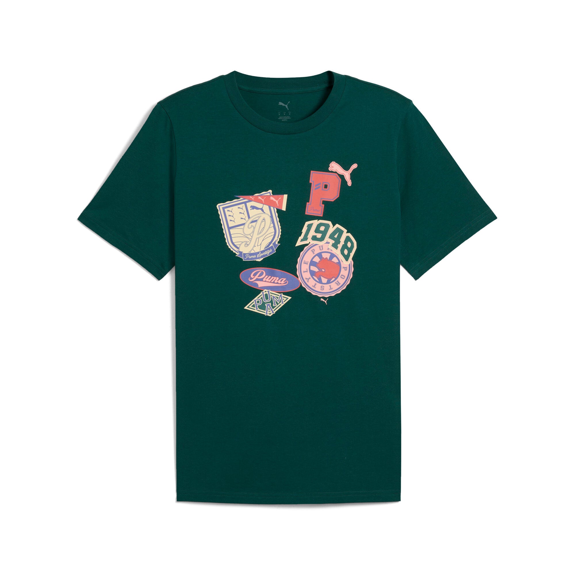 Puma sports legacy front graphic tee in dark myrtle - Front View