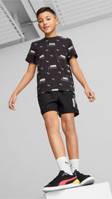 Puma essentials+ logo power printed tee youth in black - Model Shot 03