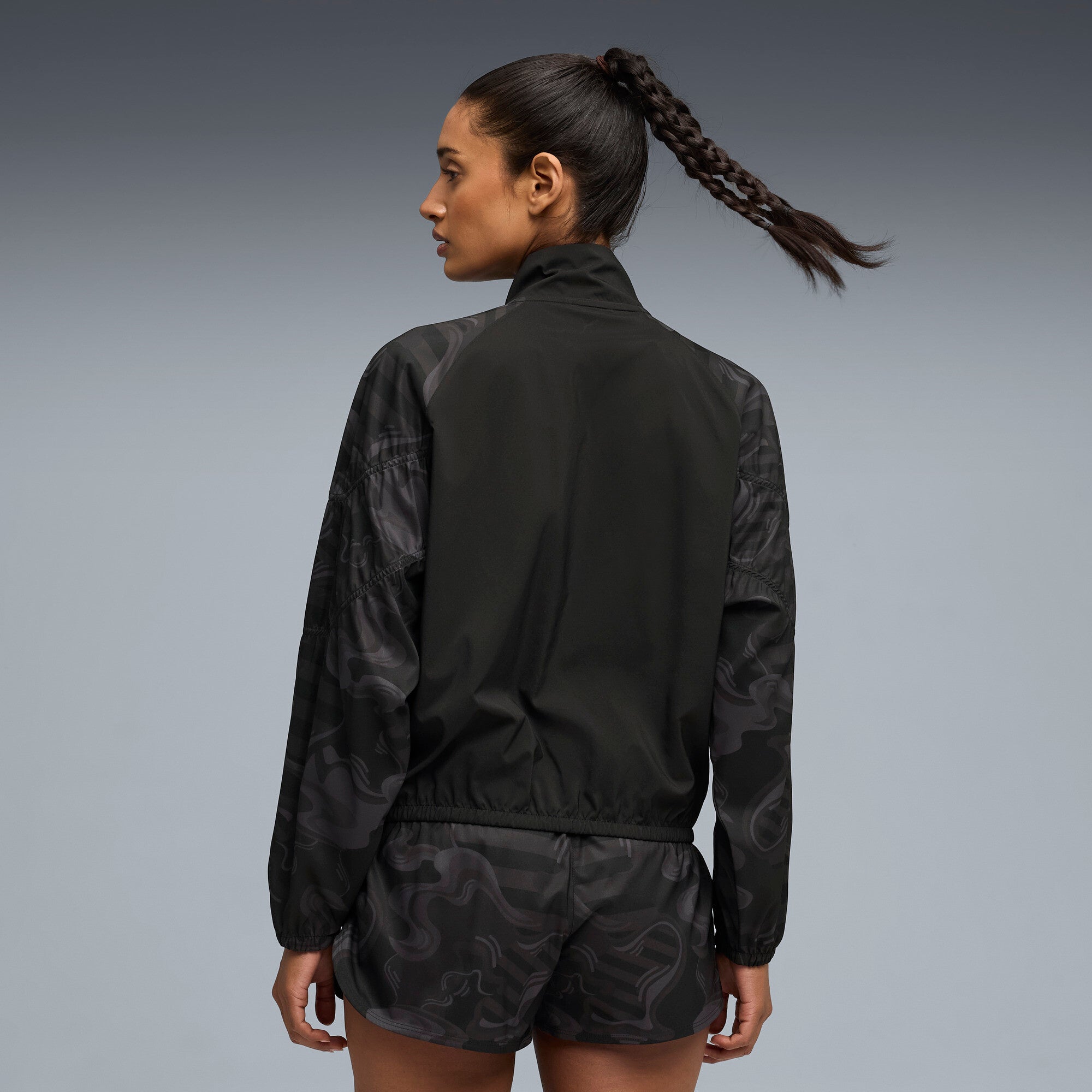 PUMA league training jacket relaxed women in black — model shot 2