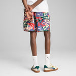 Puma sports legacy graphic relaxed shorts 6'' in blue crystal and aop - Model Shot 02