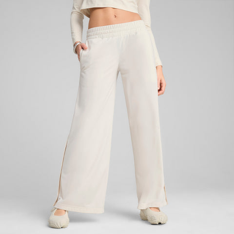 PUMA wardrobe essentials low rise popper pants in white