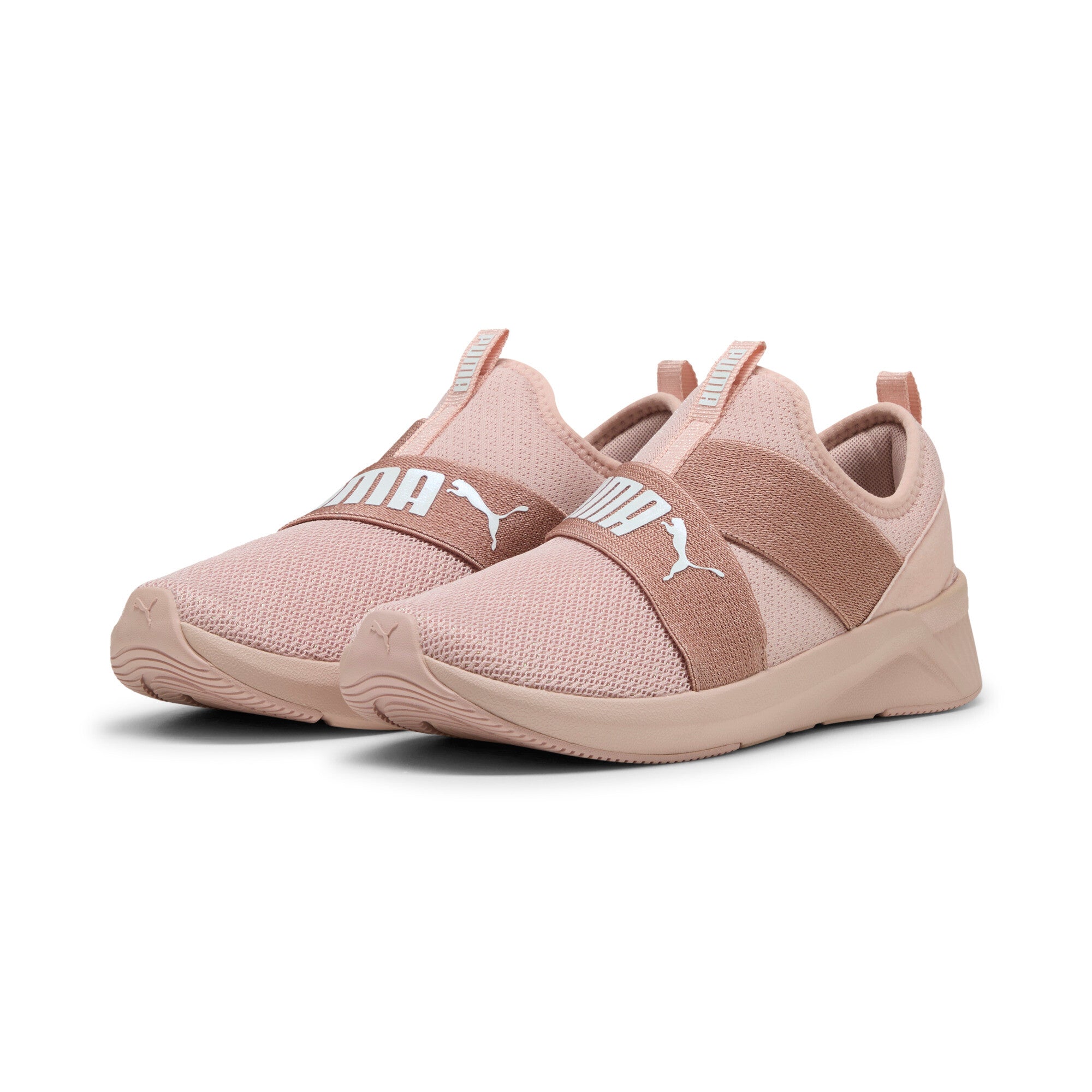 Puma SOFTRIDE harli slip transformative colour running shoes in rose quartz and cool mid gray - Front View