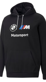 Puma BMW M motorsport essentials fleece hoodie in black - Front View