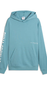 PUMA graphics training hoodie men in baltic sea blue