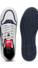 Puma court classic street sneakers in white and nav - Side View 02