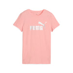 Puma ESS metallic no. 1 logo tee in pink fruit and metallic silver - Front View