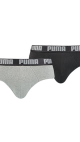 Puma basic men's briefs 2 pack in black - Front View