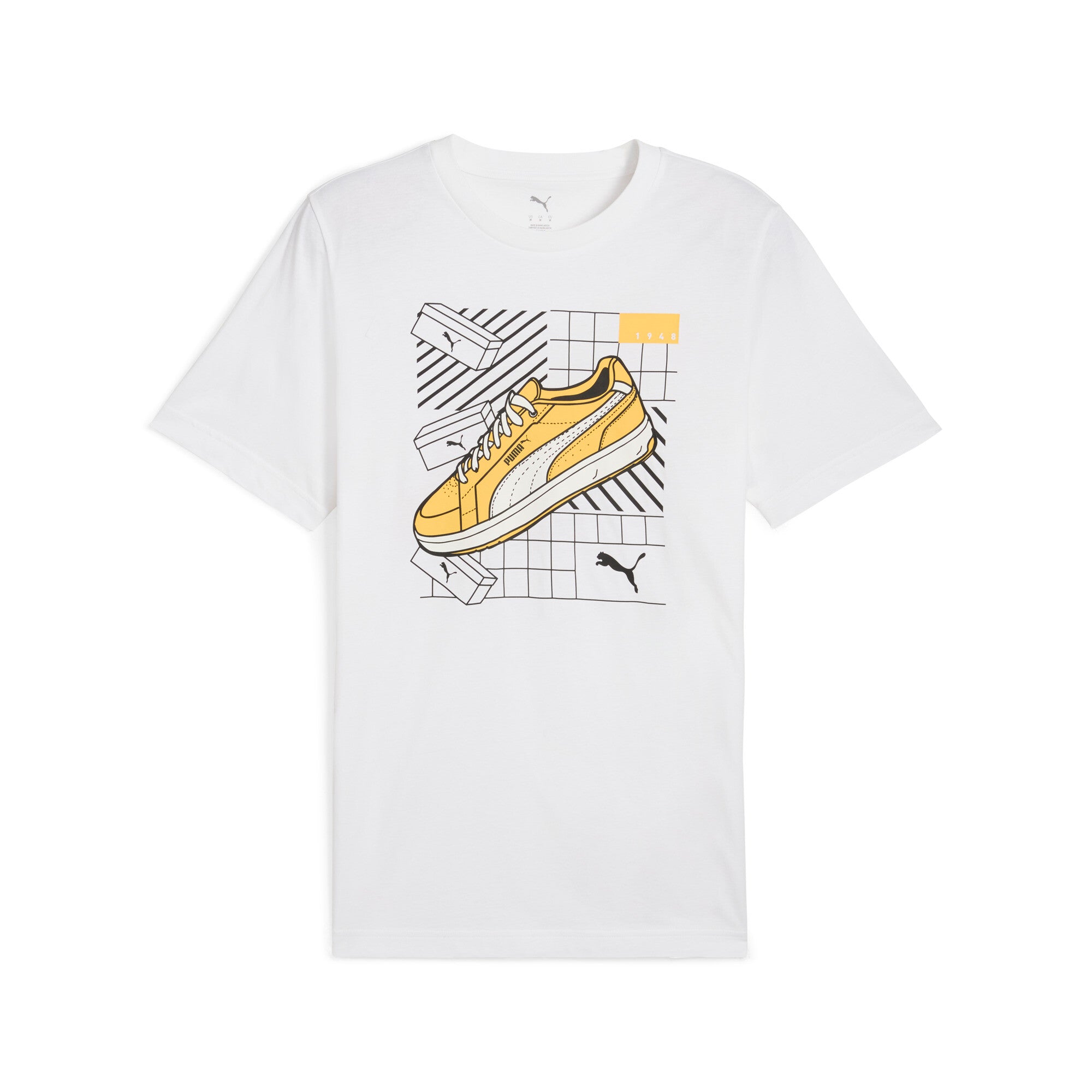 Puma graphics sneaker tee in white - Front View