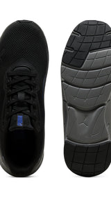 Puma Flexfocus lite modern woven running shoes in black and vivid blue - Side View 02
